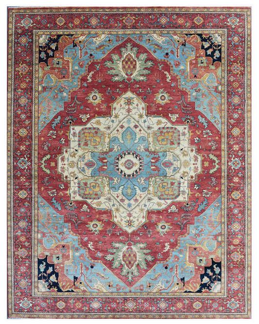 Traditional Hand-knotted Rug (JR-1B RD BL)