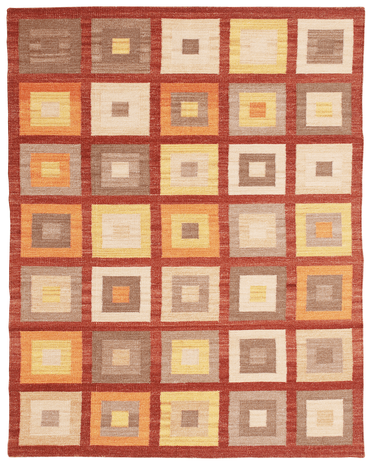 Modern Hand-crafted Rug (Cubic Red)